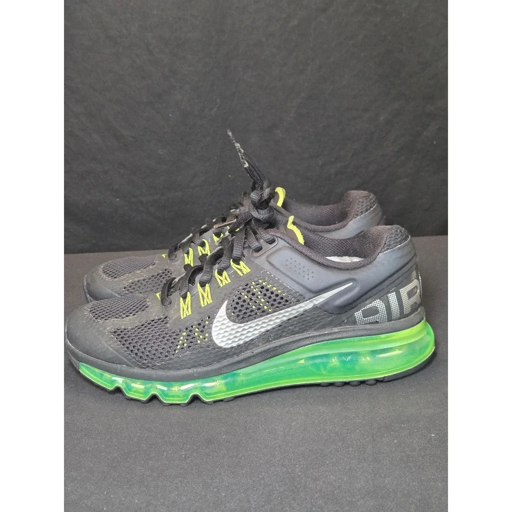 Nike Air Max 2013 Black Electric Green Kids Running‎ Shoes 555426-003 Size 5Y